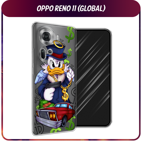 Силиконовый чехол на Oppo Reno 11 (Global) / Оппо Рено 11 Глобал Scrooge McDuck with a Gold Chain, прозрачный силиконовый чехол на oppo reno 11 global оппо рено 11 глобал волк в горах