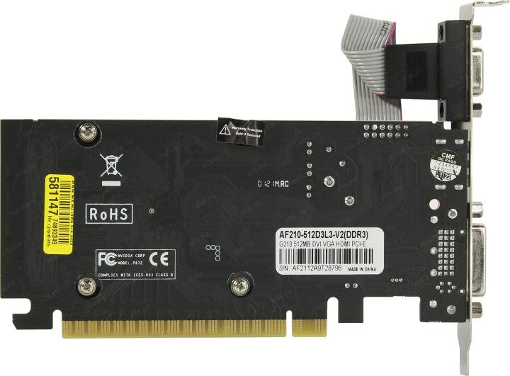 Видеокарта PCI-E Afox 512MB DDR3 64bit 40nm 520/800MHz D-Sub/DVI-D/HDMI - фото №13