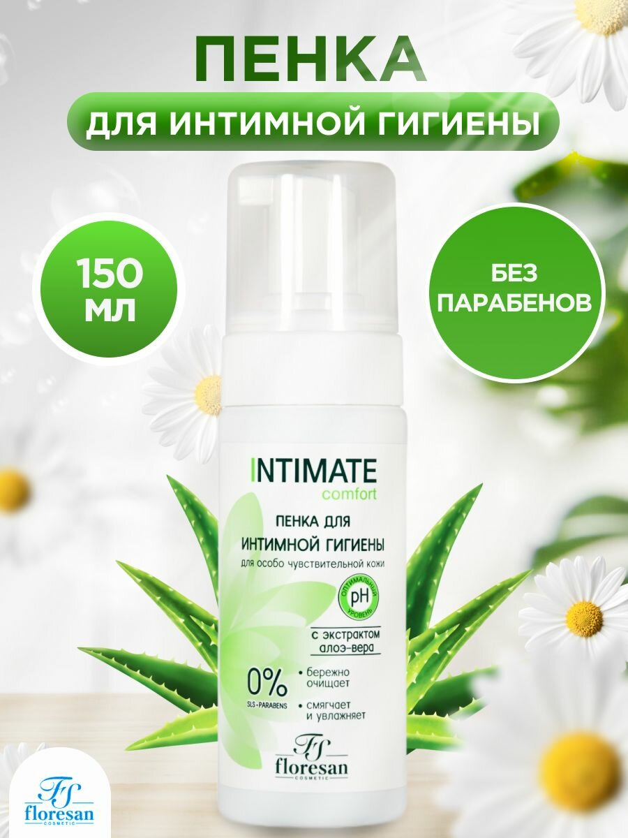 Пенка для интимной гигиены Intimate, с Алоэ вера, 150 мл