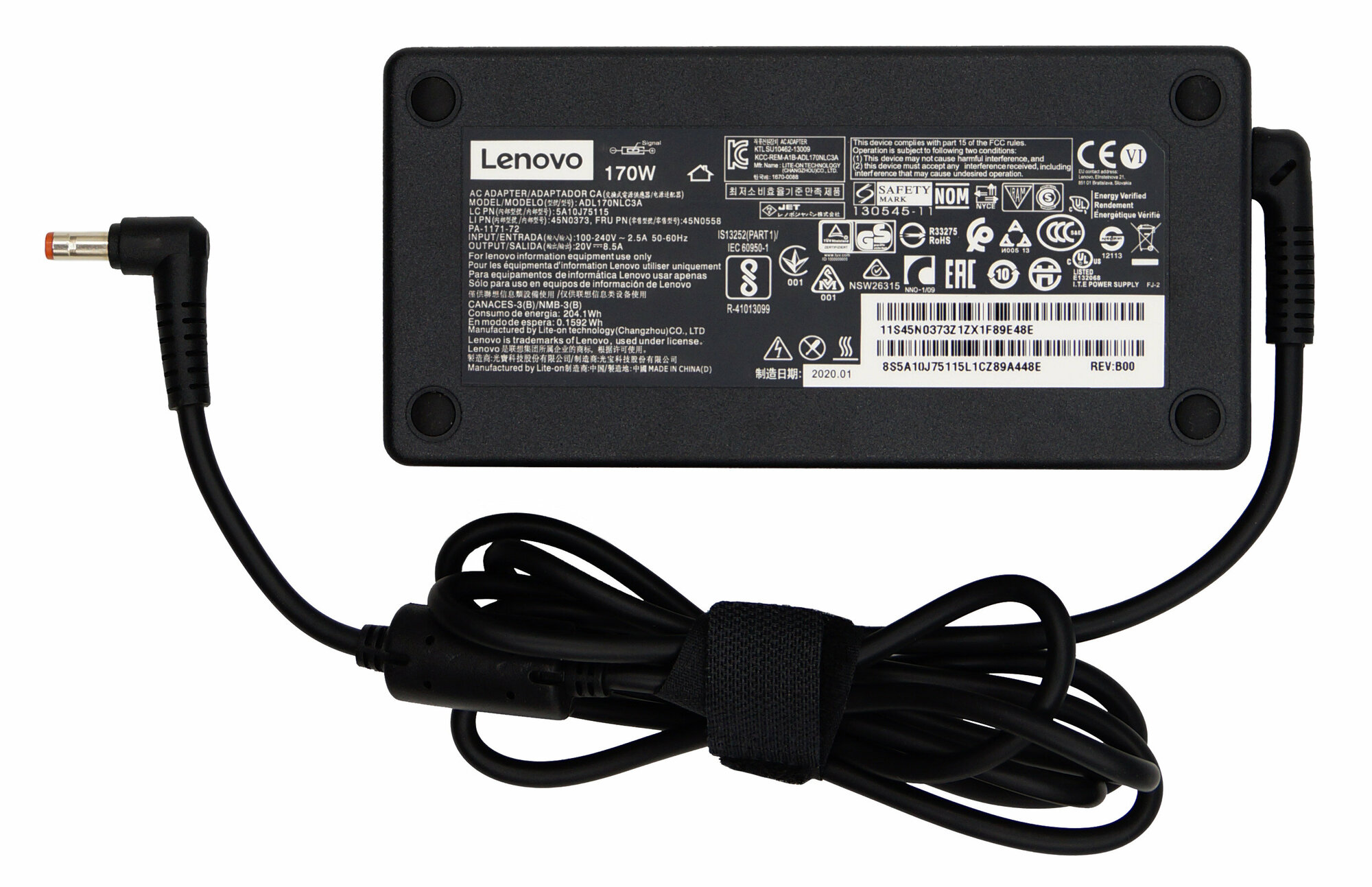 Блок питания Lenovo 5.5x2.5мм, 170W (20V, 8.5A) без сетевого кабеля, ORG (slim type)