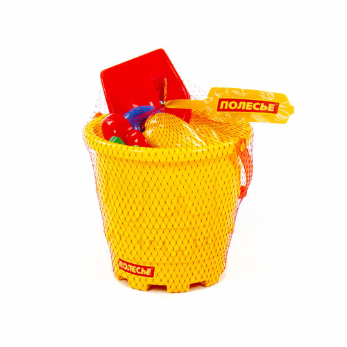 Набор №531: ведро-замок большое, лопатка №5, формочки (краб №2 + морской конёк + ракушка №2 + черепаха)