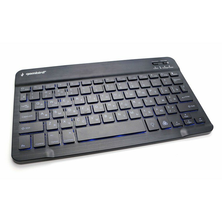 Клавиатура беспроводная Gembird 78кл., ножнич., BT 5.0, подсв. 7 цв., Type C, 500мАч, черная - фото №7