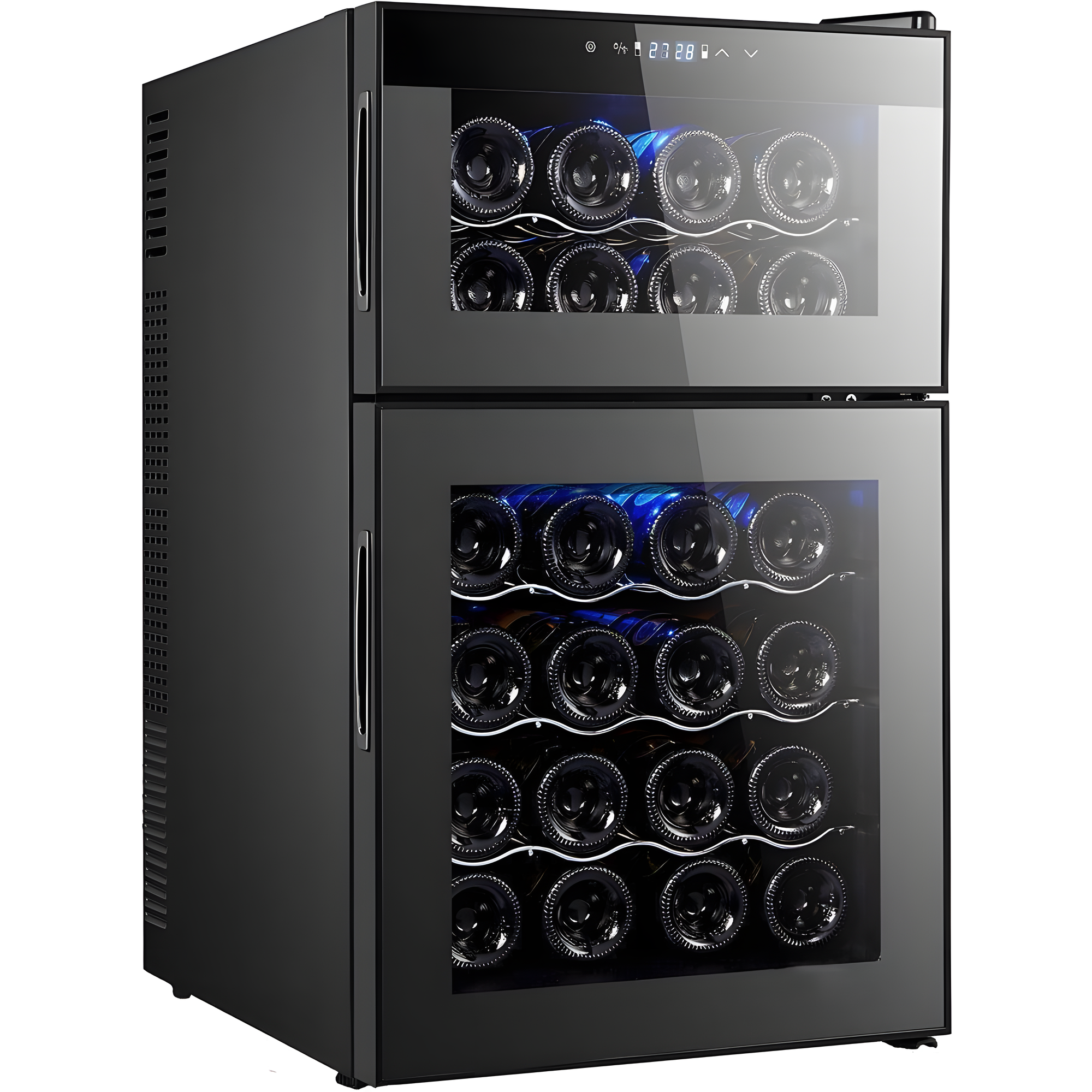 Шкаф Hurakan HKN-WNС69TD - винный холодильник для 24 бутылок с двумя температурными зонами