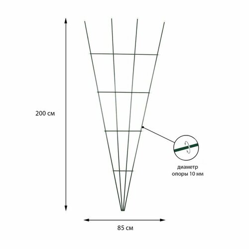 пятизубец метёлка 5 средний Шпалера, 200 × 85 × 1 см, металл, зелёная, «Метёлка»