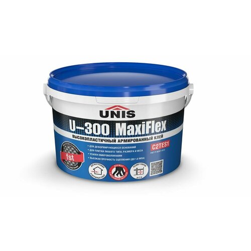 Плиточный клей UNIS U-300 MAXIFLEX эластичный армированный в ведре, 5кг