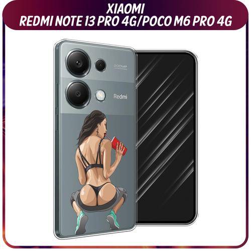Силиконовый чехол на Xiaomi Redmi Note 13 Pro 4G/Poco M6 Pro 4G / Сяоми Редми Нот 13 Про 4G/Поко М6 Про 4G Сочные булочки, прозрачный чехол кожаный для xiaomi redmi note 13 pro 4g poco m6 pro 4g чехол на редми ноте 13 про поко м6 про с защитой камеры змея черный