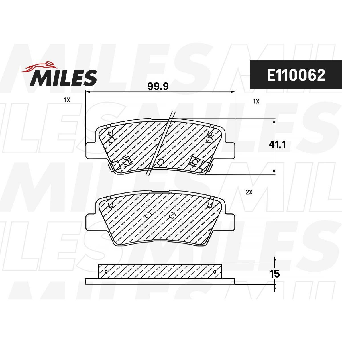 Колодки тормозные HYUNDAI SOLARIS 10-/SONATA V (NF) 05-/KIA SOUL 09- задниеMILES E110062