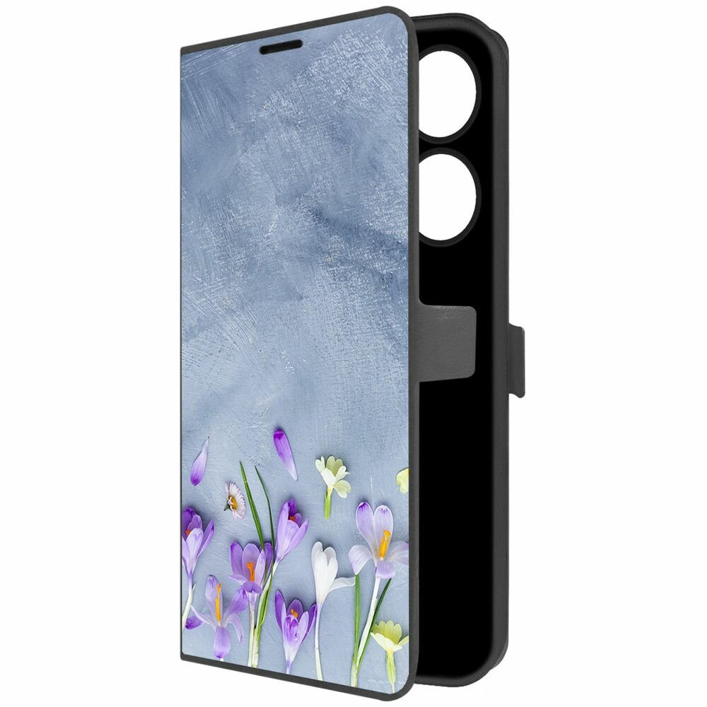 фото Чехол-книжка Krutoff Eco Book для Xiaomi Redmi Note 13 Pro 4G Цветочное настроение (черный)