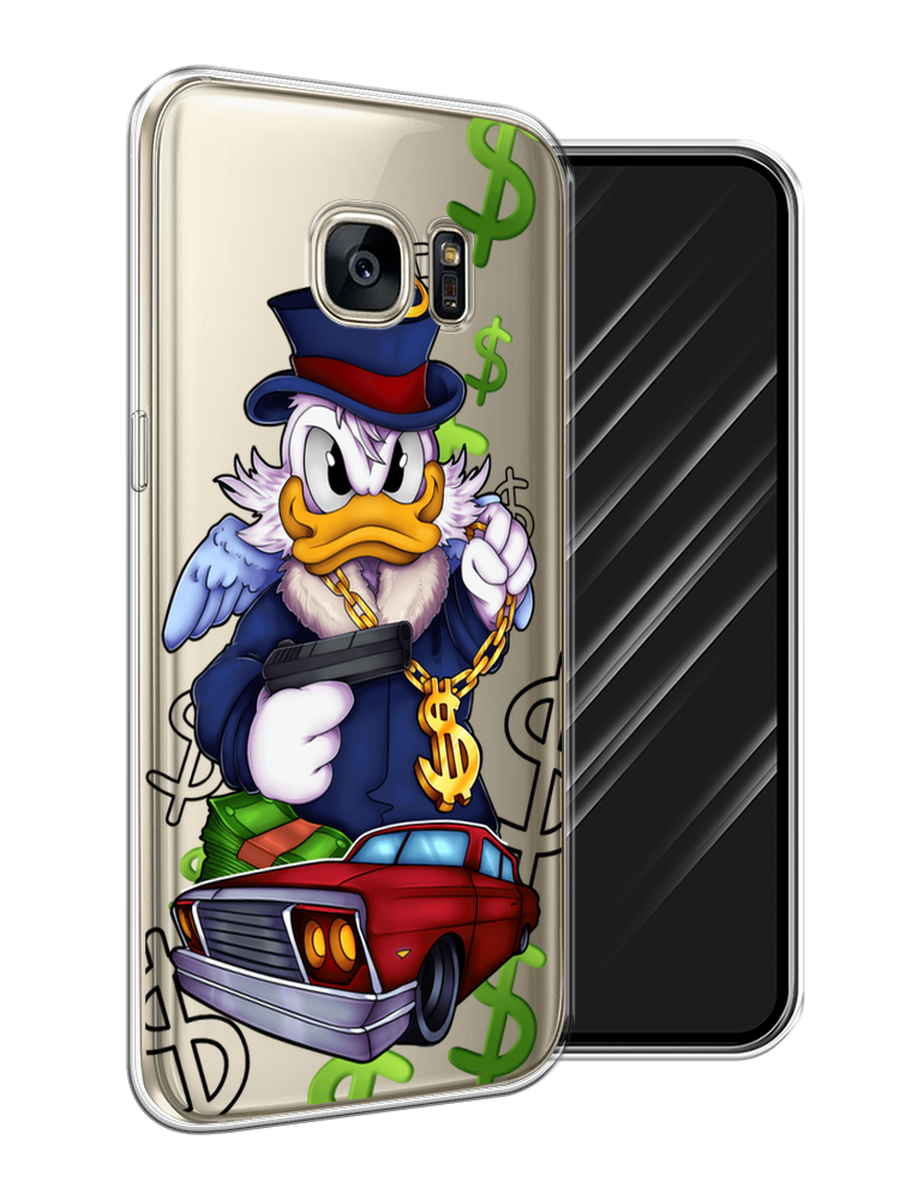 Силиконовый чехол на Samsung Galaxy S7 / Самсунг Галакси S7 "Scrooge McDuck with a Gold Chain", прозрачный