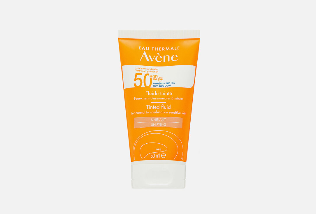 Солнцезащитный тонирующий флюид SPF 50+ EAU THERMALE AVENE SUN / объём 50 мл