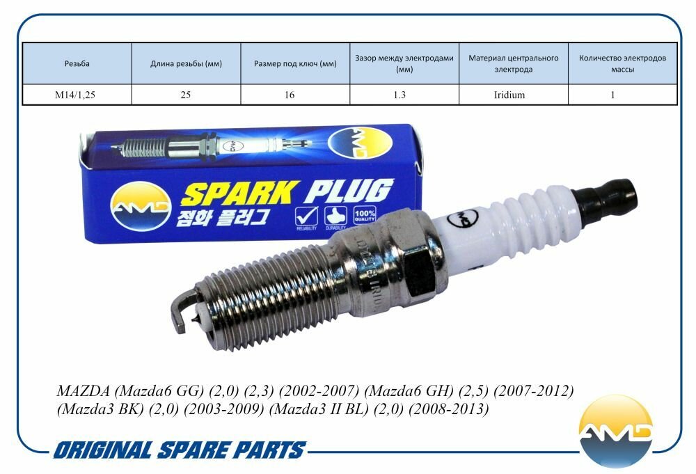 Свеча зажигания L3Y2-18-110/ILTR5A13G/AMD. PL116 Iridium для Mazda6 Mazda3