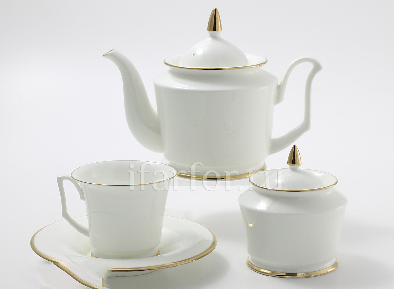 фото Чайный сервиз Императорский фарфоровый завод Волна Золотой кантик