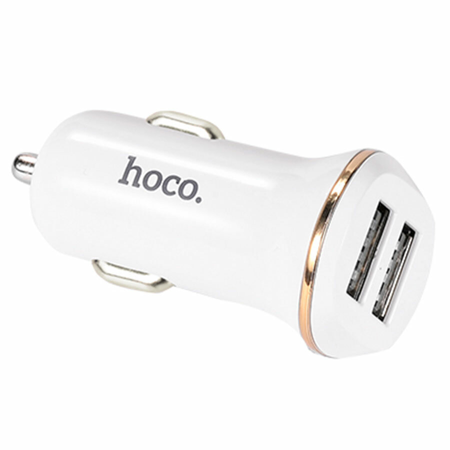 Автомобильное зарядное устройство HOCO Z1 double ported, 2xUSB, 2.1A, 11W, белый