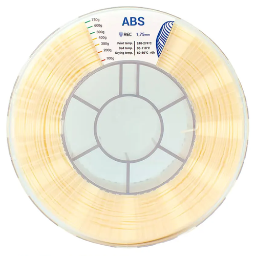 Катушка ABS-пластика REC 1.75мм, 750г, натуральный abs пруток 1 75мм натуральный 0 9кг катушка