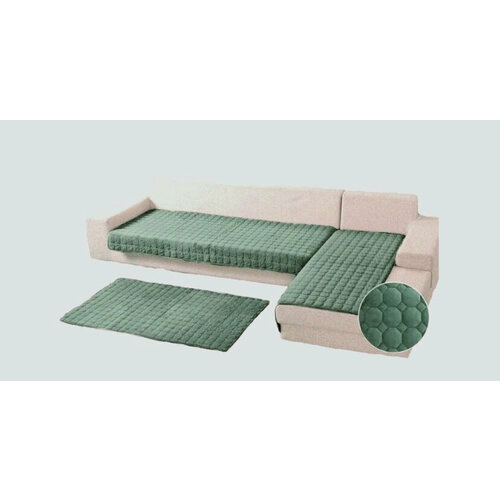 Накладка на диван - дивандек, комплект 70x210 - 1 шт + 70x160 - 2 шт, рисунок соты, оливковый