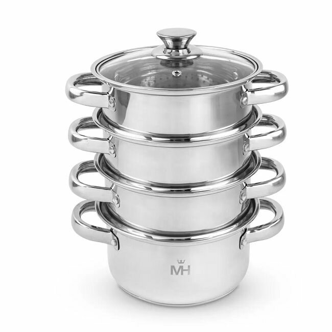 фото Кастрюля-пароварка 4-х ярусная 4,1л, нержавеющая сталь