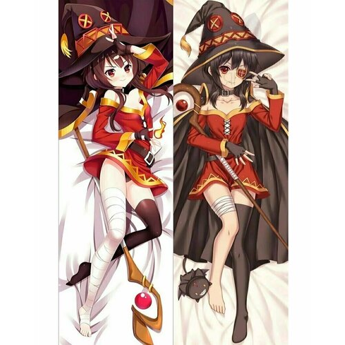 Наволочка Дакимакура Мегумин из аниме KonoSuba Megumin 150х50 см Бязь (хлопок 100%)