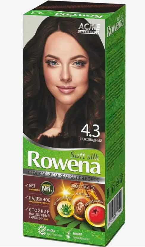 Краска для волос Rowena Soft Silk тон 4.3 шоколадный, без аммиака, 115 мл.