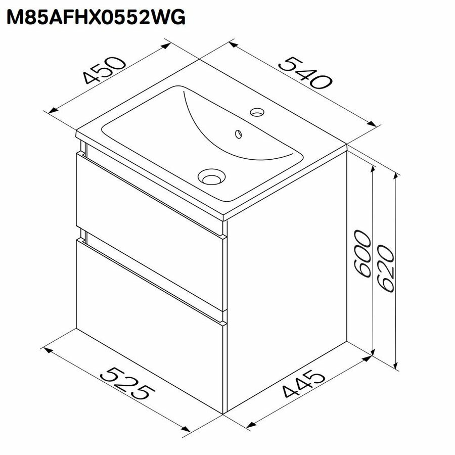 Тумба под раковину AM.PM X-joy M85AFHX0552WG подвесная, 55 см, 2 ящика, белый глянец