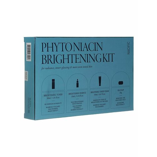 Набор уходовых средств осветляющий с ниацином, PHYTO NIACIN BRIGHTENING KIT, Nacific набор для лица real fresh vegan mini лосьон 30мл тонер 30мл крем для кожи вокруг глаз 10мл крем 10мл