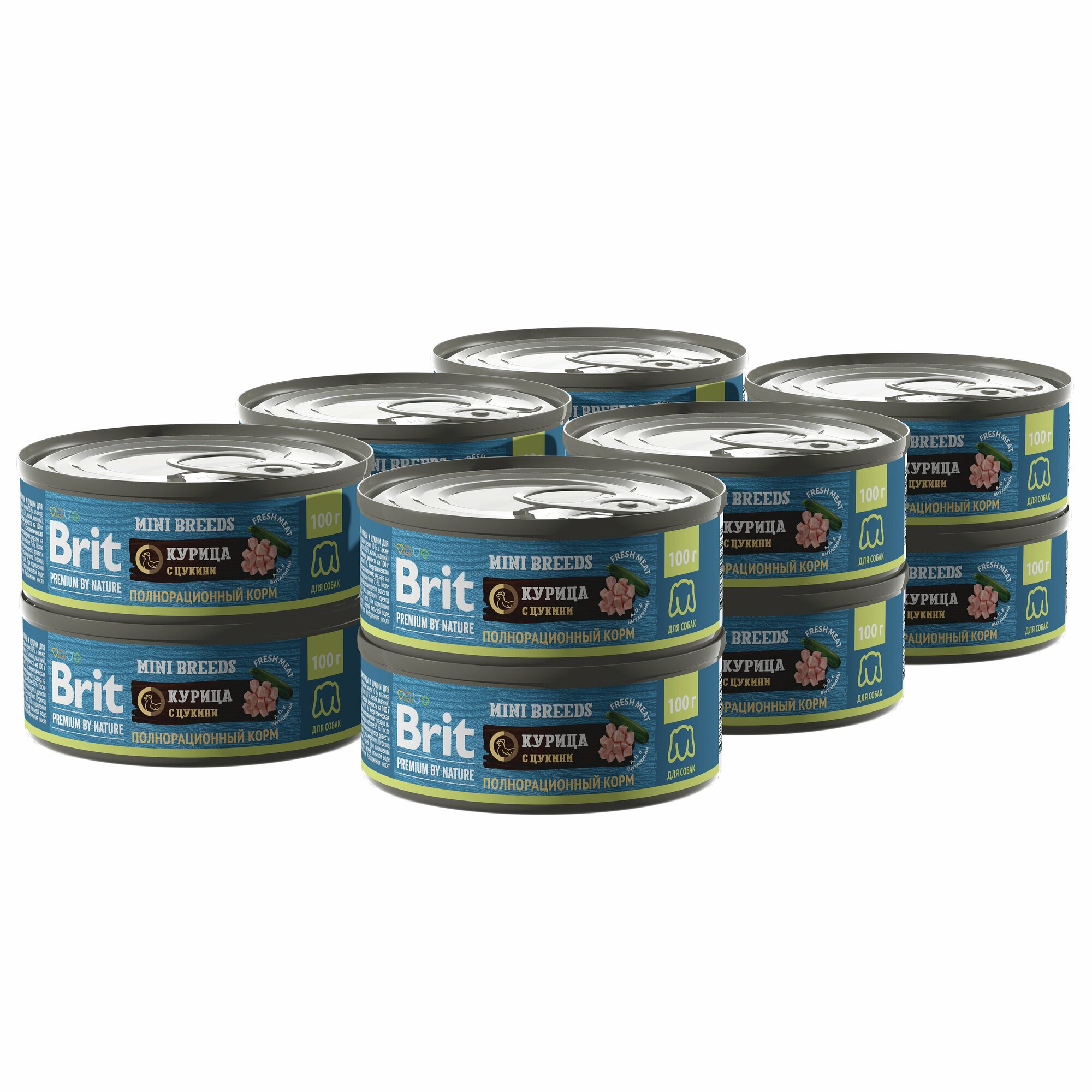 Brit Premium by Nature консервы для взрослых собак мелких пород Курица с цукини, 100 г. упаковка 12 шт