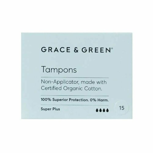 Тампоны без аппликатора Grace&Green Super Plus (15 тампонов) органические тампоны grace