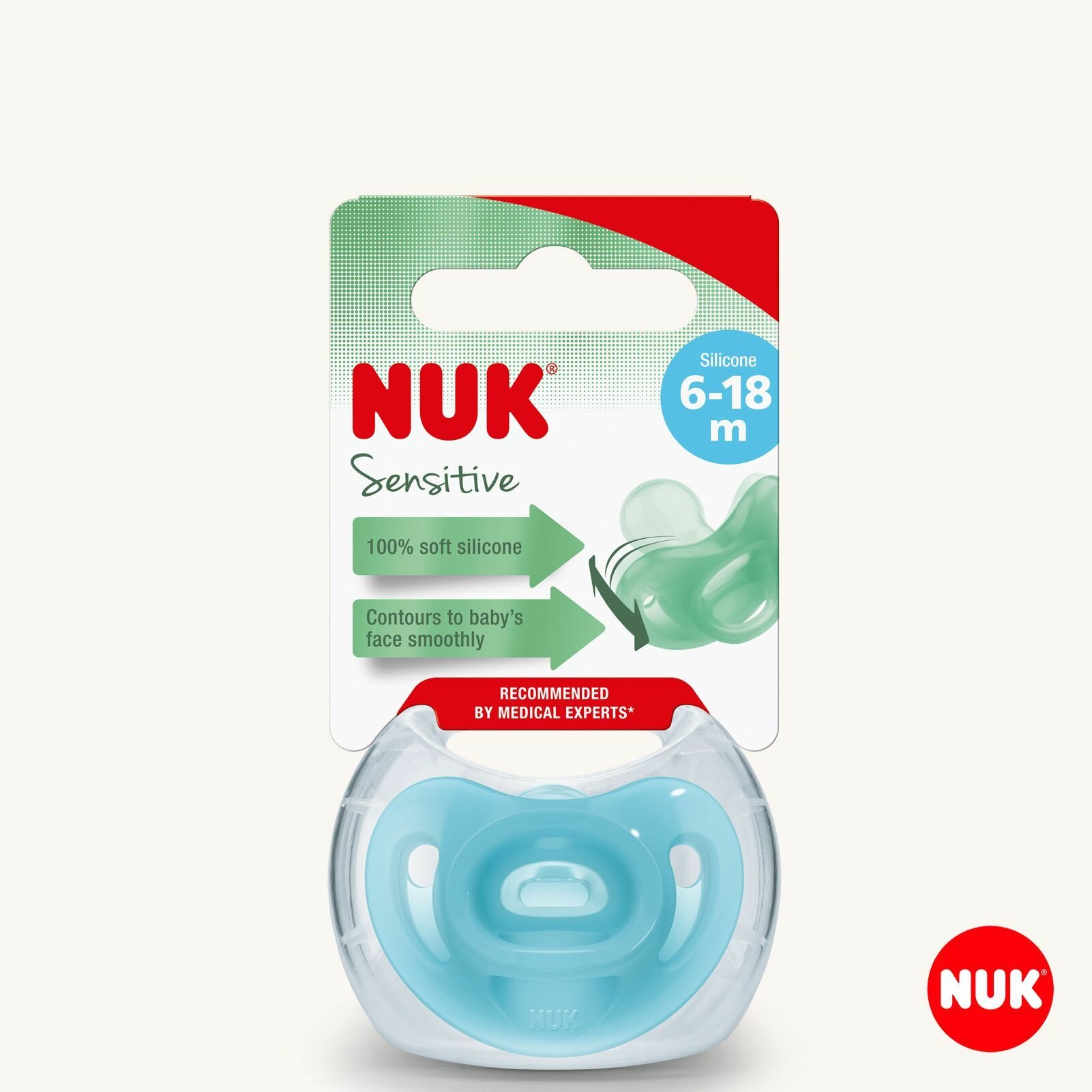 NUK SENSITIVE ортодонтическая соска пустышка из силикона для детей 6-18 месяцев, 1 шт.