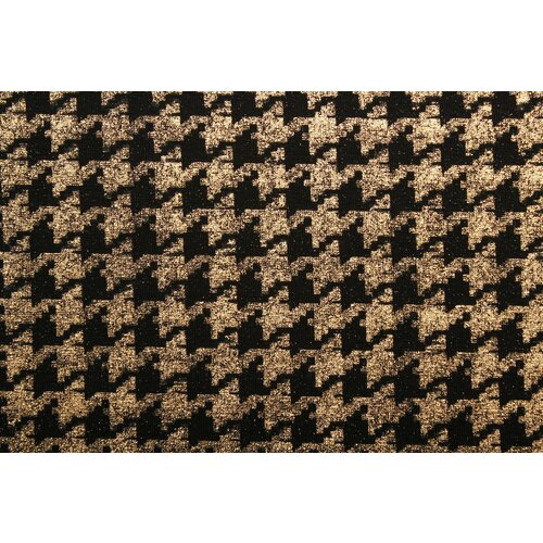 Ткань Трикотаж-стрейч чёрный с золотым напылением пье-де-пуль, ш146см, 0,5 м