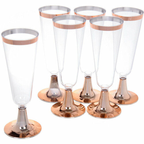 Бокал для шампанского 140мл «DOLCE VITA» в наборе 6шт розовое золото