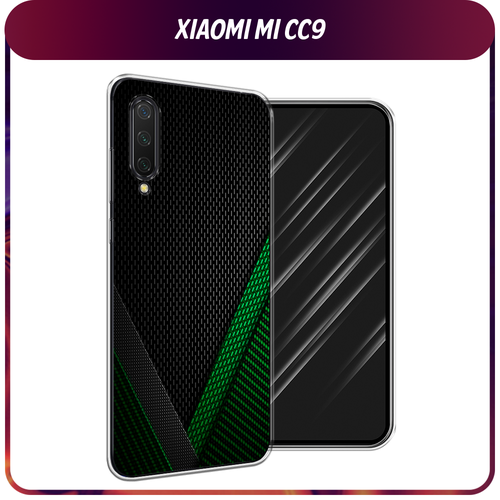 Силиконовый чехол на Xiaomi Mi CC9/Mi A3 Lite/Mi 9 Lite / Сяоми Mi CC9 Зеленый карбон матовый силиконовый чехол капибара паттерн на xiaomi mi cc9 сяоми mi cc9