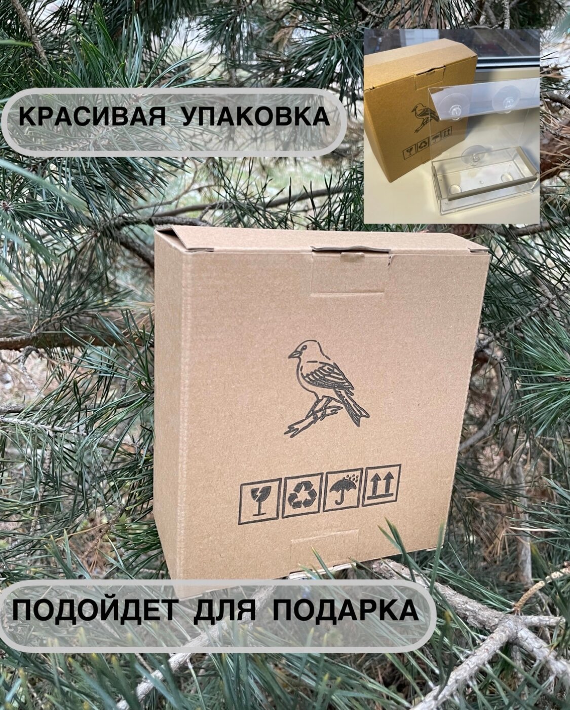 Кормушка для птиц / Кормушка на окно прозрачная на присосках / Скворечник для птиц — фото 1
