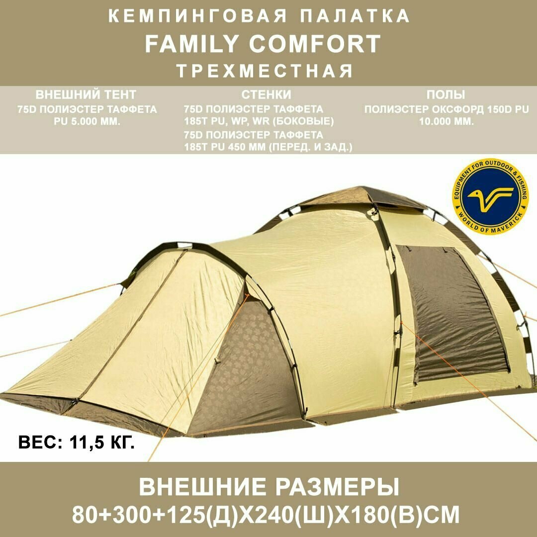 фото Кемпинговая палатка-автомат 3-х местная World of Maverick Family Comfort