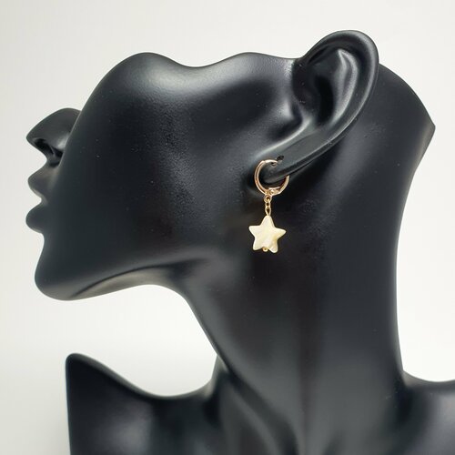 Серьги Жемчужина Жемчужина Юга, перламутр, размер/диаметр 27 мм, бежевый