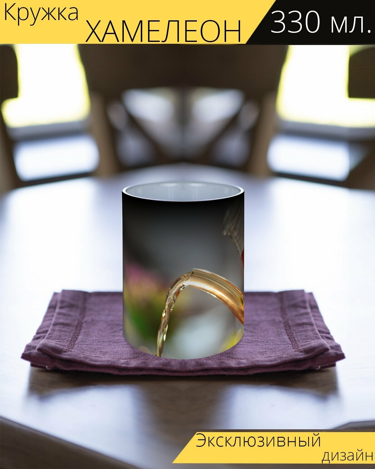 Кружка хамелеон с принтом "Сделай чай, черный чай, стеклянный кувшин" 330 мл.