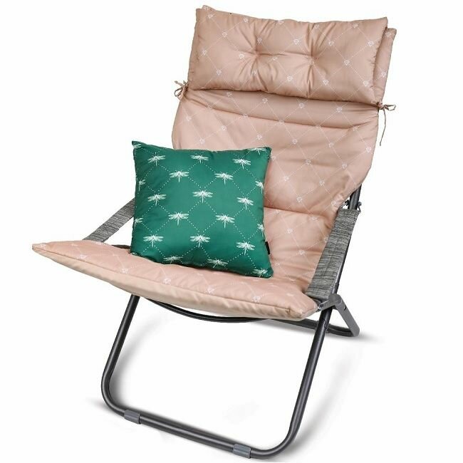 Кресло-шезлонг Haushalt, бамбук со съемным матрасом и декор подушкой - фотография № 1