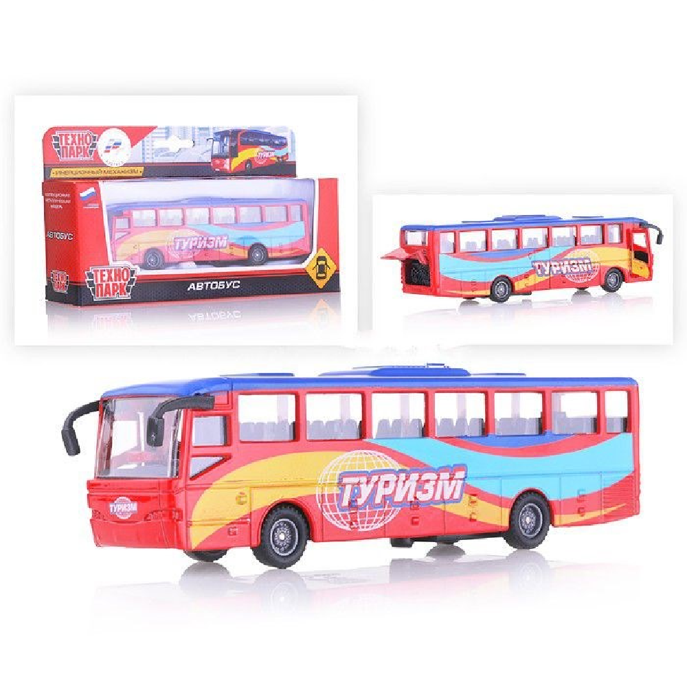 Автобус ТЕХНОПАРК Туризм рейсовый (SB-16-05), 3 см, голубой/красный - фото №8