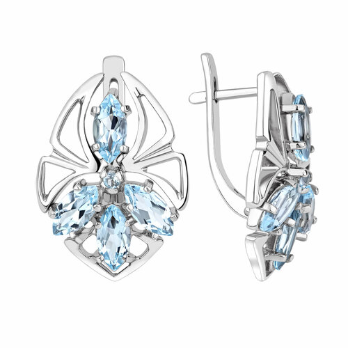 Серьги Амбер, серебро, 925 проба, родирование, топаз, , серебристый