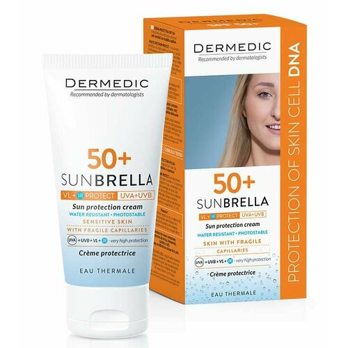 DERMEDIC Солнцезащитный крем SPF 50+ для чувствительной кожи, 50 мл косметика для мамы dermedic санбрелла солнцезащитный крем spf 50 для сухой и нормальной кожи 50 мл