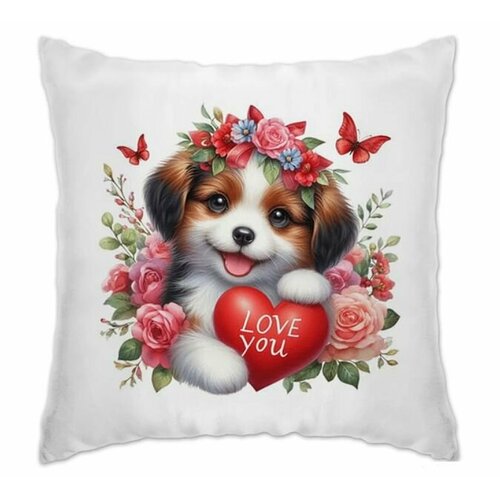 Декоративная интерьерная подушка 30*30 см Люблю тебя, подарок на 8 марта, на день рождения, для любимой