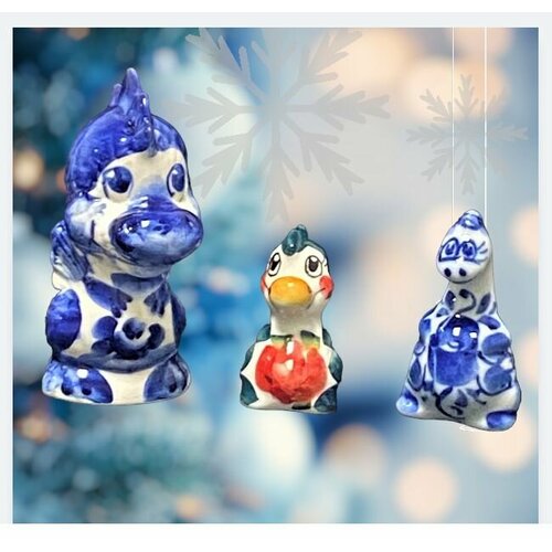 Дракон символ года Набор №19 Гжель 3 шт.