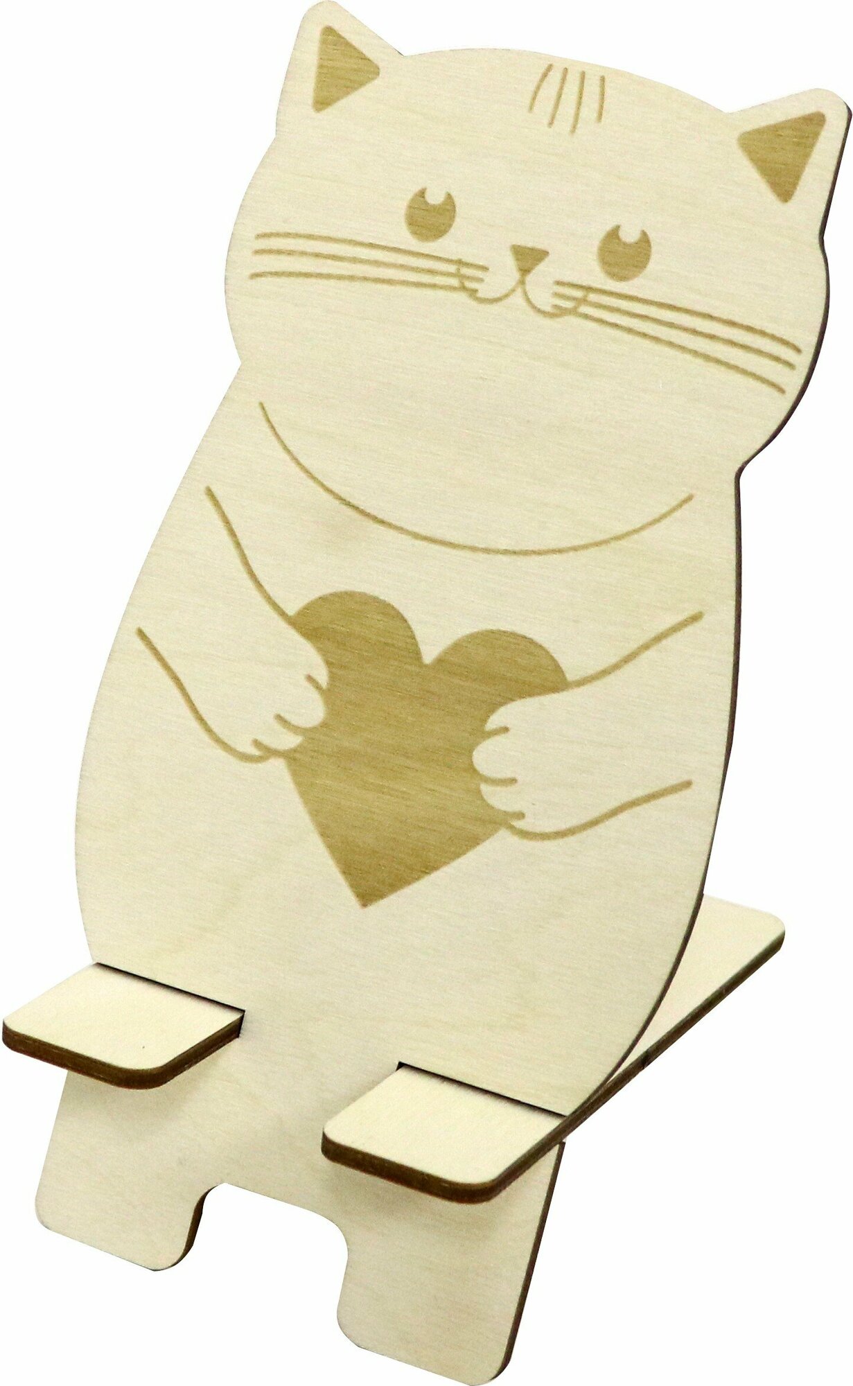 Подставка для телефона "Котик с сердечком" сборная модель Символик - фото №4