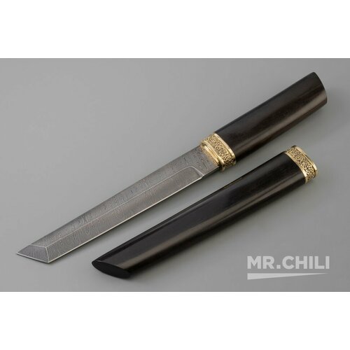 Нож Танто (дамасская сталь, литье, граб)