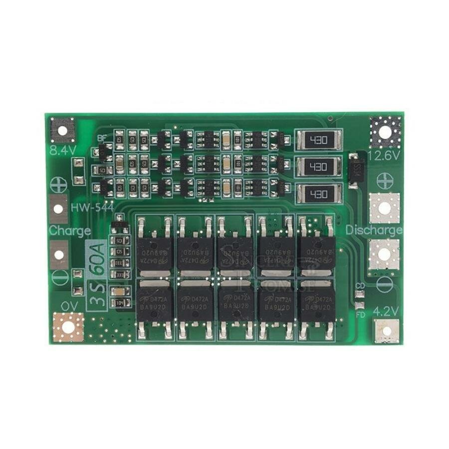 BMS-контроллер 3S/60A для Li-Ion ячеек 3.7V 18650 26650.