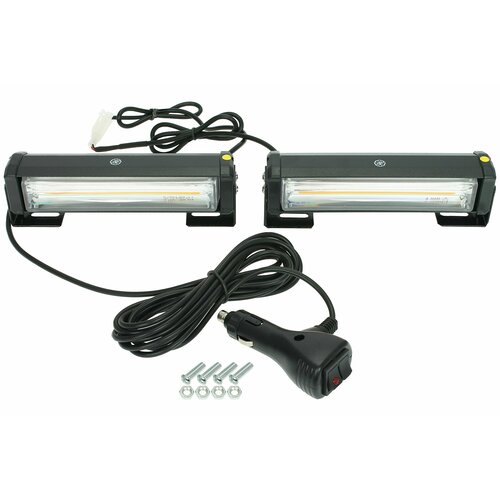 Маяк проблесковый светодиодный 10-30 В комплект 2шт 8 режимов 12Вт LED COB 2x6W L 165мм в прикуриватель 1899₽
