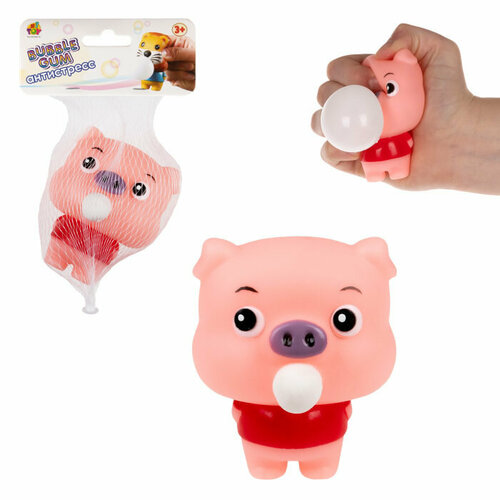 1toy Bubble Gum-антистресс Животные 7,5х6х6 см, свинья игрушки 1toy bubble gum антистресс уточка