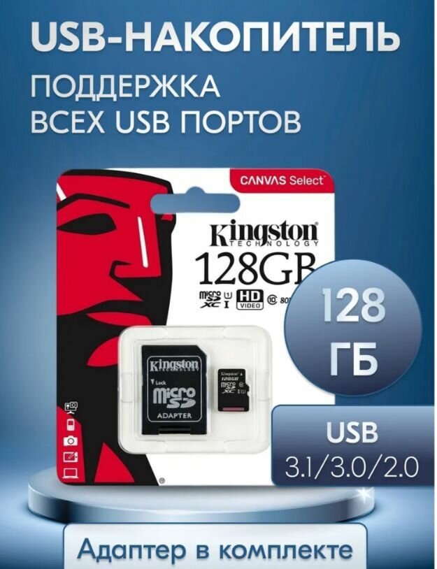 Карта памяти micro 90 MB /80MB Canvas Select 128 ГБ