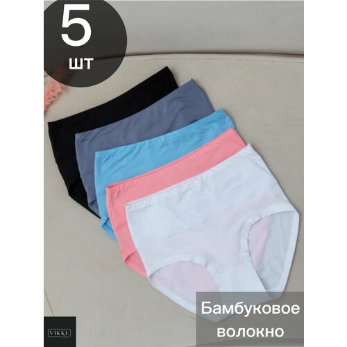 фото Трусы vikki., 5 шт., размер 48-50, белый, синий, розовый, черный, голубой