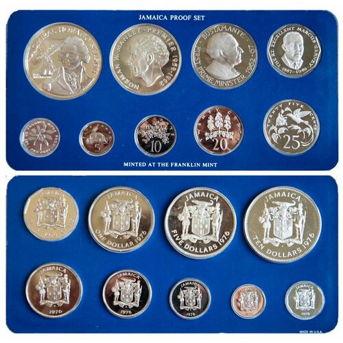 Ямайка, Набор из 9 монет 1976 год, пруф, серебро