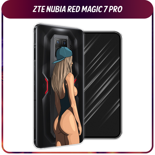 Силиконовый чехол на ZTE Nubia Red Magic 7 Pro / ЗТЕ Нубиа Ред Меджик 7 Про Девушка в черном купальнике, прозрачный силиконовый чехол на zte nubia red magic 7 pro зте нубиа ред меджик 7 про серый мрамор