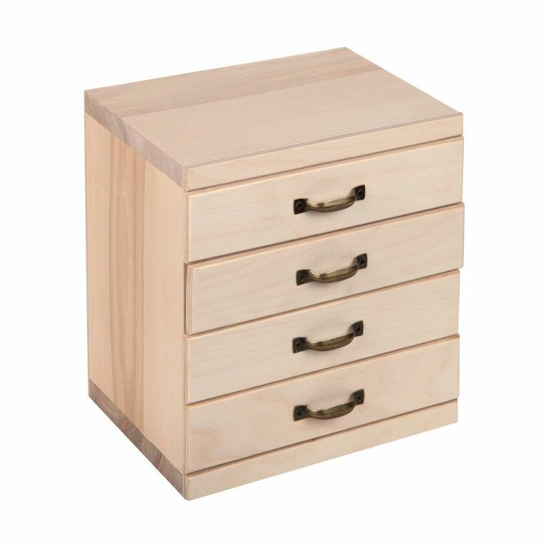 фото Шкатулка мини-комод 20*21*14 на 4 отделения с металлическими ручками